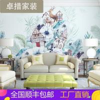 定制北欧现代创意壁纸客厅卧室无缝墙布花卉麋鹿电视背景墙纸壁画壹德壹