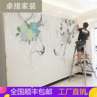 麋鹿北欧现代创意壁纸客厅个性墙纸定制壁画5D立体电视背景墙墙布壹德壹