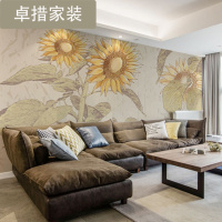 北欧向日葵田园花卉电视背景墙墙布沙卧室无缝壁画时尚个性壁纸壹德壹