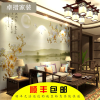 客厅装饰墙布简约现代中式墙纸卧室沙电视背景墙玉兰花壁纸壹德壹