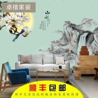 新中式淡雅禅意山水意境墙纸壁画电视背景墙客厅卧室影视墙布壹德壹