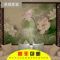 定制荷花墙纸壁画新中式壁纸画客厅电视墙沙背景墙卧室书房墙布壹德壹