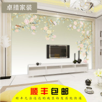 定制中式花鸟无缝 客厅电视背景墙壁纸 卧室中式墙纸壹德壹