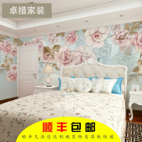 订制大型壁画 手绘花卉电视背景墙卧室墙纸壁纸艺术油画婚房壹德壹