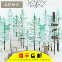 美式乡村卧室客厅墙纸小清新绿色北欧电视背景墙壁纸地中海壁画布壹德壹