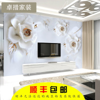 立体3D现代中式客厅卧室沙电视背景墙纸无缝影视墙壁纸壁画浮雕壹德壹