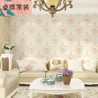 精压欧式田园无纺布墙纸温馨卧室墙纸客厅电视背景壁纸3D立体家装淡雅粉8861303仅墙纸壹德壹