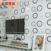 现代简约无纺布壁纸卧室客厅电视墙背景纸时尚3d个性黑白圈圈墙纸黑白圈圈仅墙纸壹德壹