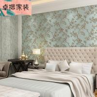 欧式田园大花无纺布壁纸电视背景墙客厅卧室墙纸复古美式立体浮雕湖水绿280305仅墙纸壹德壹