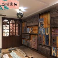 3D复古怀旧木纹木板工业风墙纸涂鸦咖啡厅壁画奶茶店酒吧KTV壁纸[无缝]进口棉绒布/平方仅墙纸壹德壹