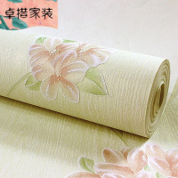 3D简约大花田园壁纸仿木纹客餐厅浪漫卧室婚房韩式无纺布墙纸温馨米黄50804仅墙纸壹德壹