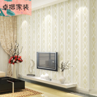 欧式墙纸条纹简约客厅电视背景墙壁纸3D素色无纺布墙纸卧室温馨5-8201米黄色仅墙纸壹德壹