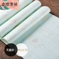 竹纤维3D立体欧式田园壁纸客厅卧室无纺布墙纸温馨婚房背景墙AB款M11171天蓝色仅墙纸壹德壹