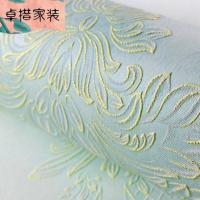欧式大马士革环保无纺布墙纸3D立体书房卧室客餐厅电视背景壁纸蓝绿色66083仅墙纸壹德壹