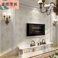 3D立体欧式壁纸无纺布卧室墙纸温馨客厅壁纸沙电视背景墙蝶恋花米黄色YZ-201仅墙纸壹德壹