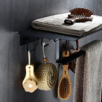 毛巾架免打孔不锈钢浴巾架黑色浴室卫生间置物架卫浴五金挂件套装壹德壹