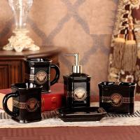 欧式创意陶瓷卫浴五件套卫生间刷牙漱口杯洗漱套装浴室用品带托盘壹德壹