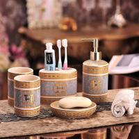 欧式卫浴五件套漱口杯套装创意美式洗漱杯套装陶瓷浴室牙刷杯套件壹德壹