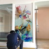 3D莲花壁纸浮雕立体壁画墙布新中式水墨荷花玄关背景墙纸走廊过道(拼接)3D浮雕闪金纹墙纸+胶水壹德壹
