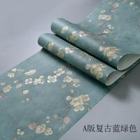 kx复古美式乡村壁纸无纺布3D立体田园卧室客厅沙电视背景墙纸A版-复古蓝绿色仅墙纸壹德壹