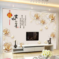 8d壁画电视背景墙壁纸5d立体客厅家用大气装饰墙纸现代简约布3d[无缝]5D立体凹凸布/1个平方墙纸+胶水壹德壹