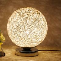 时尚创意草藤柳编灯具灯饰卧室床头灯现代简约创意时尚圆球小台灯田园个性百搭宜家麻线藤球台灯灯具灯饰台灯