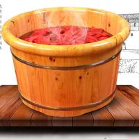 香柏木泡脚木桶足浴桶洗脚盆浴足洗脚桶家用浴足木桶送泡脚药多功能时尚创意舒适桑拿洗脚木盆无盖木质足浴盆