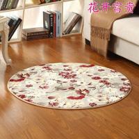 植物花卉印花图案珊瑚绒面圆形瑜伽地毯 卧室床边毯 电脑椅转椅吊篮田园风格时尚简约生活日用家居家用地垫