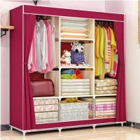 布衣柜钢管加固加粗简易布艺衣柜大号防尘双人组合衣橱大容量支架结构衣柜多功能时尚创意家居住宅家具衣柜