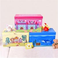 长方形面儿童卡通玩具可爱收纳凳换鞋凳收纳盒可坐多功能折叠收纳箱储物箱无纺布收纳凳生活日用收纳用品收纳凳