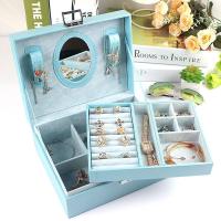 双层首饰盒公主欧式收纳盒手饰品木质带锁耳环收纳盒结婚礼物多功能创意生活日用家庭整理收纳用品储物盒首饰盒