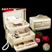 首饰盒公主欧式带锁结婚礼物简约珠宝箱耳环耳钉手饰品收纳盒多功能创意生活日用家庭整理收纳用品储物盒首饰盒