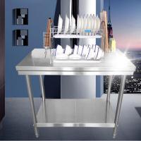 商用厨房工作台双层不锈钢桌子操作台柜台面