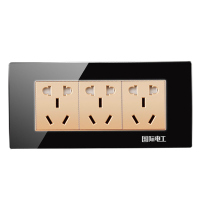 国际电工开关插座家用墙壁118型三位九孔十五孔带开关长方形排插暗装亚克力水晶面板