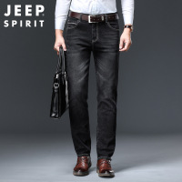 吉普牛仔裤男春秋款直筒宽松长裤男士黑色休闲裤子新款男裤JS6005
