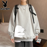 花花公子春秋季圆领长袖T恤男士时尚港风印花百搭卫衣超火cec上衣