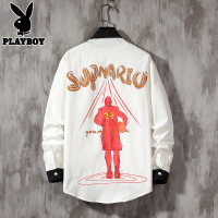 花花公子青少年衬衫落肩宽松时尚衬衫男士长袖衬衣潮流帅气外套