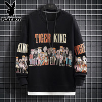 花花公子港风圆领卫衣男春季宽松潮流外套2021韩版ins休闲套头衫