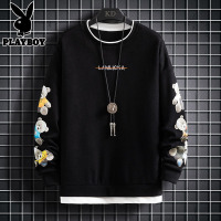 花花公子韩版休闲卫衣男士暗黑风潮牌连帽外套2021新款宽松套头衫