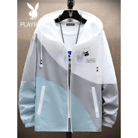 花花公子外套男夏季韩版潮流2021新款男士连帽夹克春秋薄款钓鱼服