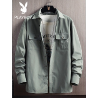 花花公子工装衬衫男士长袖韩版潮流帅气春季青少年休闲衬衣男外套