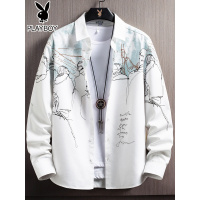 花花公子设计2021新款长袖衬衫男士春季潮流韩版帅气休闲衬衣外套