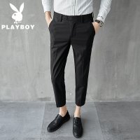花花公子春夏季款垂感西裤男修身西装男士商务九分休闲长裤子