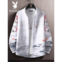 花花公子男士个性长袖衬衫男发型师休闲衬衣潮流帅气男装韩版寸衫