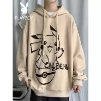 花花公子秋季ins潮牌连帽卫衣男潮流宽松新款外套帅气上衣服帽衫