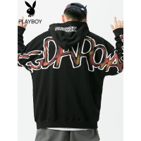 花花公子连帽卫衣男2021春秋季宽松潮流百搭嘻哈外套学生秋装上衣