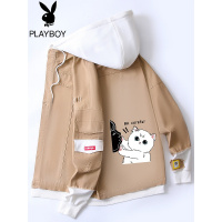 花花公子2021春秋季新款男士牛仔外套韩版潮流工装上衣服休闲男装