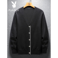 花花公子2021春秋新款男士针织开衫韩版潮流外穿休闲毛衣服外套男