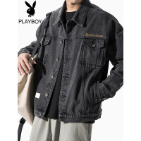 花花公子工装牛仔外套男潮牌原宿风春季宽松潮流街头炸街痞帅男装
