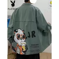 花花公子工装外套男秋季衣服日系卡通印花潮流褂子痞帅宽松休闲服